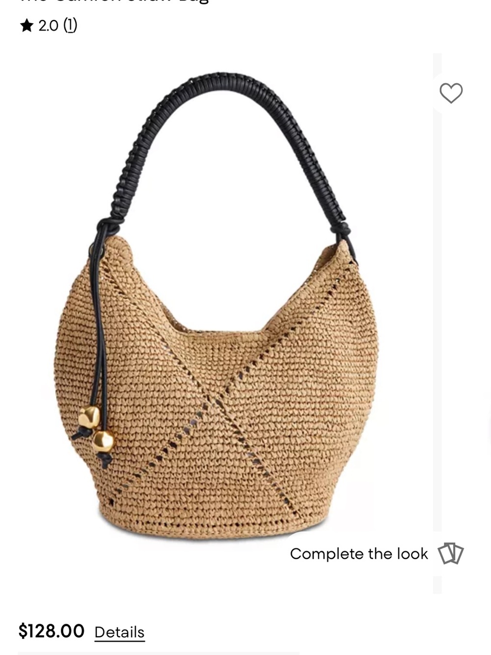 Madewell Tan Woven Hobo with Black Handle and Gold Tassel